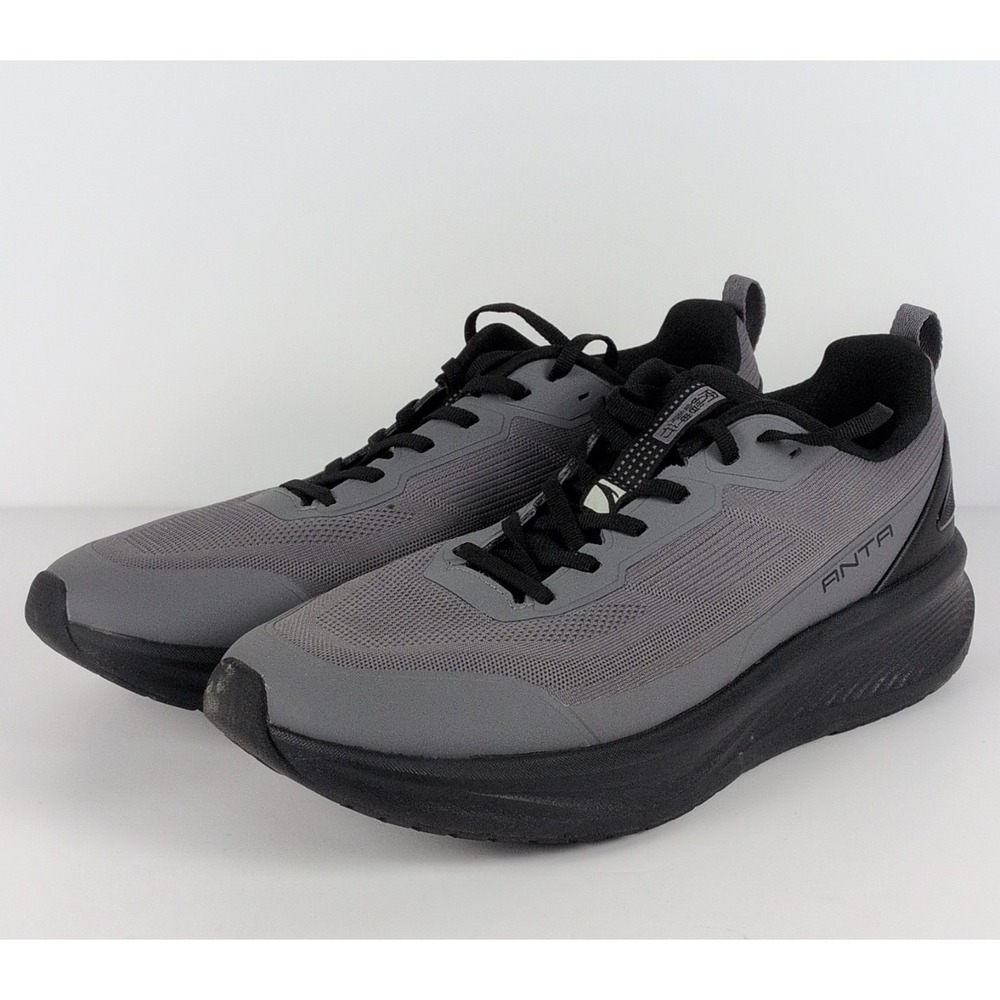 ANTA Antazero Men's Low Top Lace-Up Mesh Sneakers Gray/Black Rubber Sole